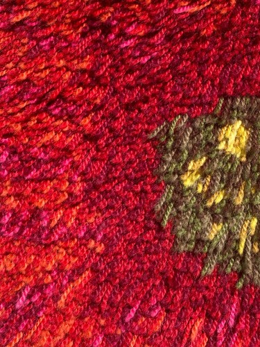 🧡 Vintage Retro Swedish Rya Rug 1960s70s 🧡 40 x 33 cm 16 x 13 in - Picture 5 of 8