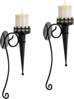 2Er Set Schwarz Metall Kerzenhalter Wand FüR Stumpenkerzen
