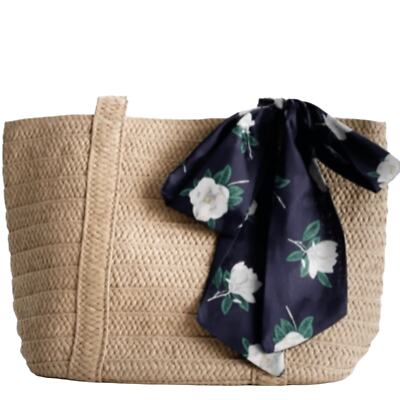  Draper James  Stylish Straw Tote W/Scarf  NWT