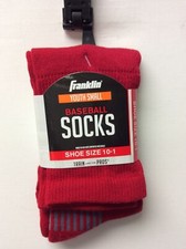 Franklin Youth Small Baseball Socks Red Shoe Size 10-1