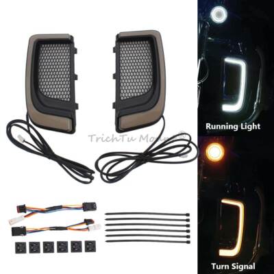 Motorrad Schwarz LED Verkleidung Niedrigeren Grills licht Für Harley Glide 14-20