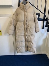 I Saw It First Beige Long Length Padded Puffer Coat Size Uk 16 Used