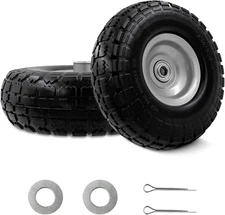 10-Inch 4.10/3.50-4 Tire and Wheel Flat Free, Heavy Duty Solid Replacement Tire 