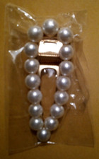 Brand New Faux White Pearl Beaded Long Triangle Outline Gold Tone Hair Clip