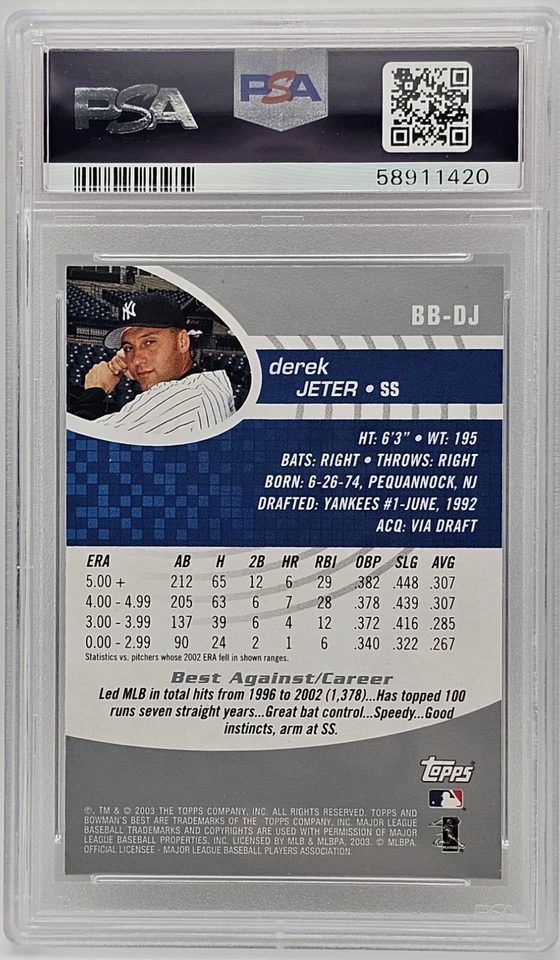 2003 Bowman's Best Derek Jeter #BBDJ PSA Mint 9 - Image 2 of 2