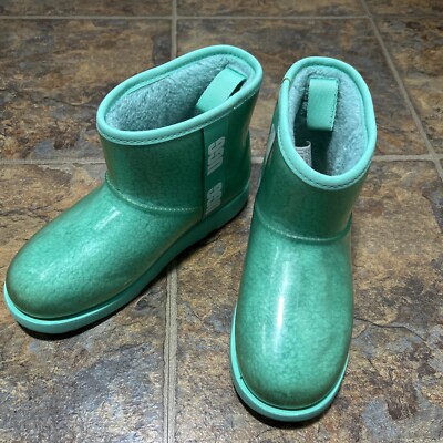 UGG Womens/Teens Size 5 Classic Clear Mini Boot Green Waterproof