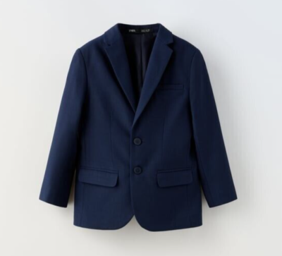 New ZARA TEXTURED SUIT JACKET Boys Navy Blue Formal Holiday Size
