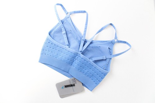 GYM SHARK Women Energy+ Bra XS Blue Sports Activewear Stretch Straps Logo - Picture 2 of 8