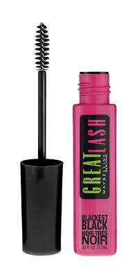 Maybelline Great Lash Blackest Black Mascara -Volumizing Lash-Doubling, Washable