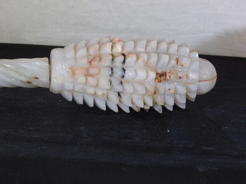 Chinese Qing Dy Hand Carved White Jade Stone Sceptor - Picture 3 of 12
