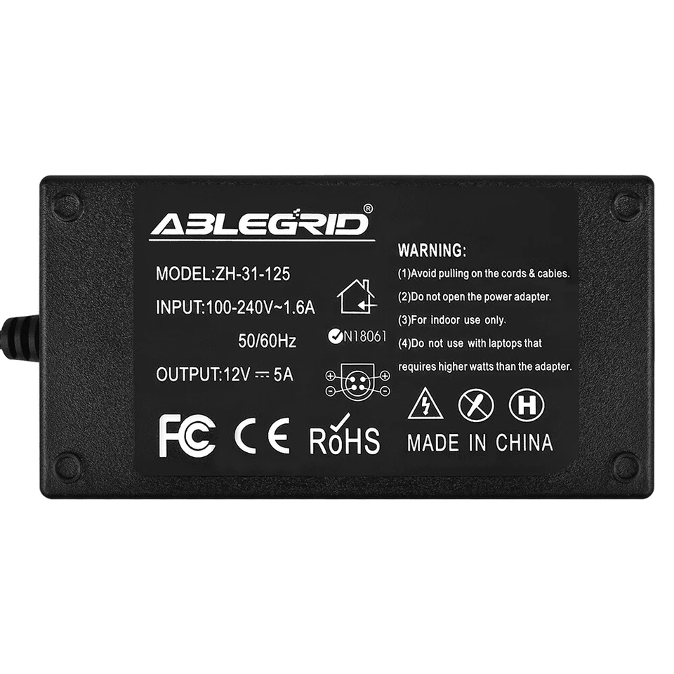 4-Pin AC Adapter For Hikvision LTS Alibi Annke TVI DVR Power Supply Cord 5 Amp - Image 3 of 4