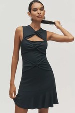 By Anthropologie Sleeveless Twist-Front Mini Dress SIZE M black new with tag