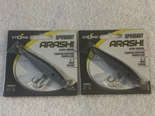 (LOT OF 2) STORM ARASHI SPINBAIT 1/3oz.  BLACK SILVER SHAD.  NIP