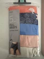 M&S 5 Pack Full Briefs Cotton Lycra Size 26 BNWT Marks & Spencer