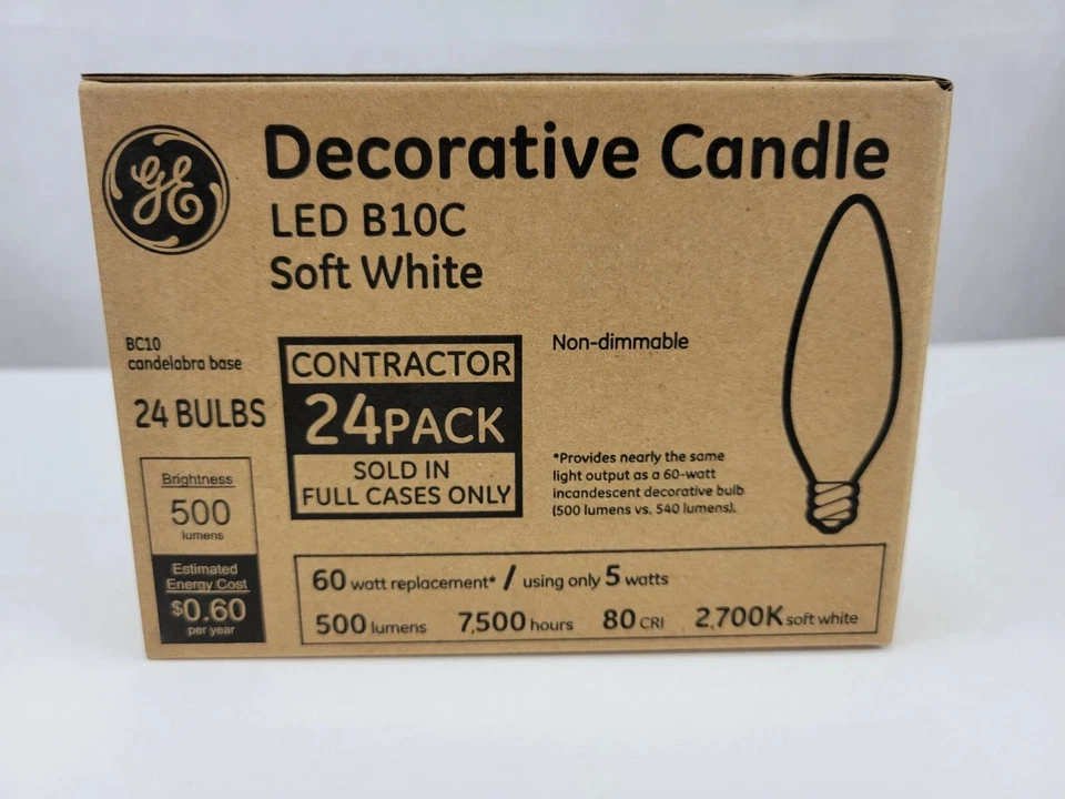 GE LED 60 Watt EQ B10c Soft White Candle Light Bulb (24 Pack) -New-Free Shipping - Image 3 of 4
