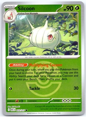 2026 Pokémon Silcoon (Love Ball) #012/217 Common, Reverse Holo A1 01 09