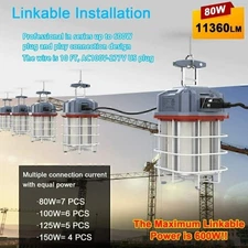 Construction Jobsite LED Work Light 80W Temporary Garage Barn Work Lamp Linkable