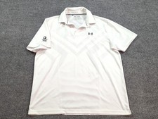 Under Armour Shirt Mens 2XL White Polo Short Sleeve Loose Heat Gear