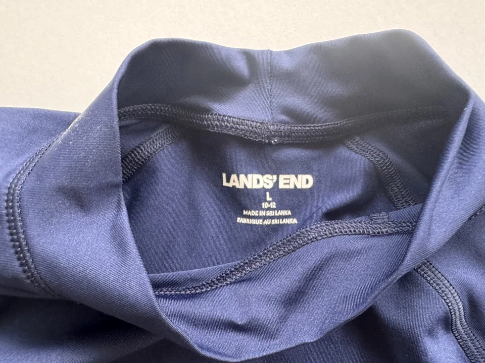 Camisa Lands' End Rash Guard UV Niños Mangas Largas Nadar Azul Marino Grande 10-12 Foto 3 de 3