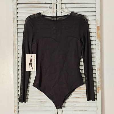 NWT NAKED WARDROBE XS Sheer Black Long Sleeve Whimsigoth Sexy Witchy Bodysuit