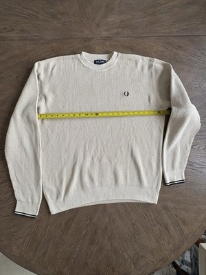 Fred Perry Oatmeal Men s Waffle Knit Sweater XL EUC 100% Cotton