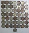 1934, 1935, 1936, 1937, 1938, 1939 MERCURY DIME - LOT OF 50 - ROLL - SILVER