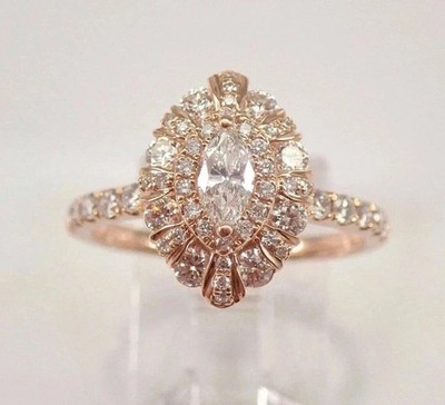2CT Lab Created Diamond Women's Engagement Wedding Ring 14k Yellow Gold Plated