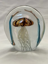 SPI Home Art Glass Bubble Jellyfish 4.5 Inch Paper Weight