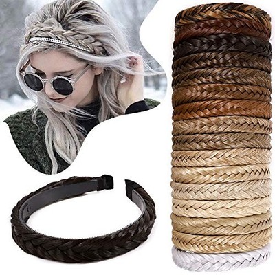  Braided Headband with Teeth, Fishtail Braids Hairband, Hair #4A Dark Brown