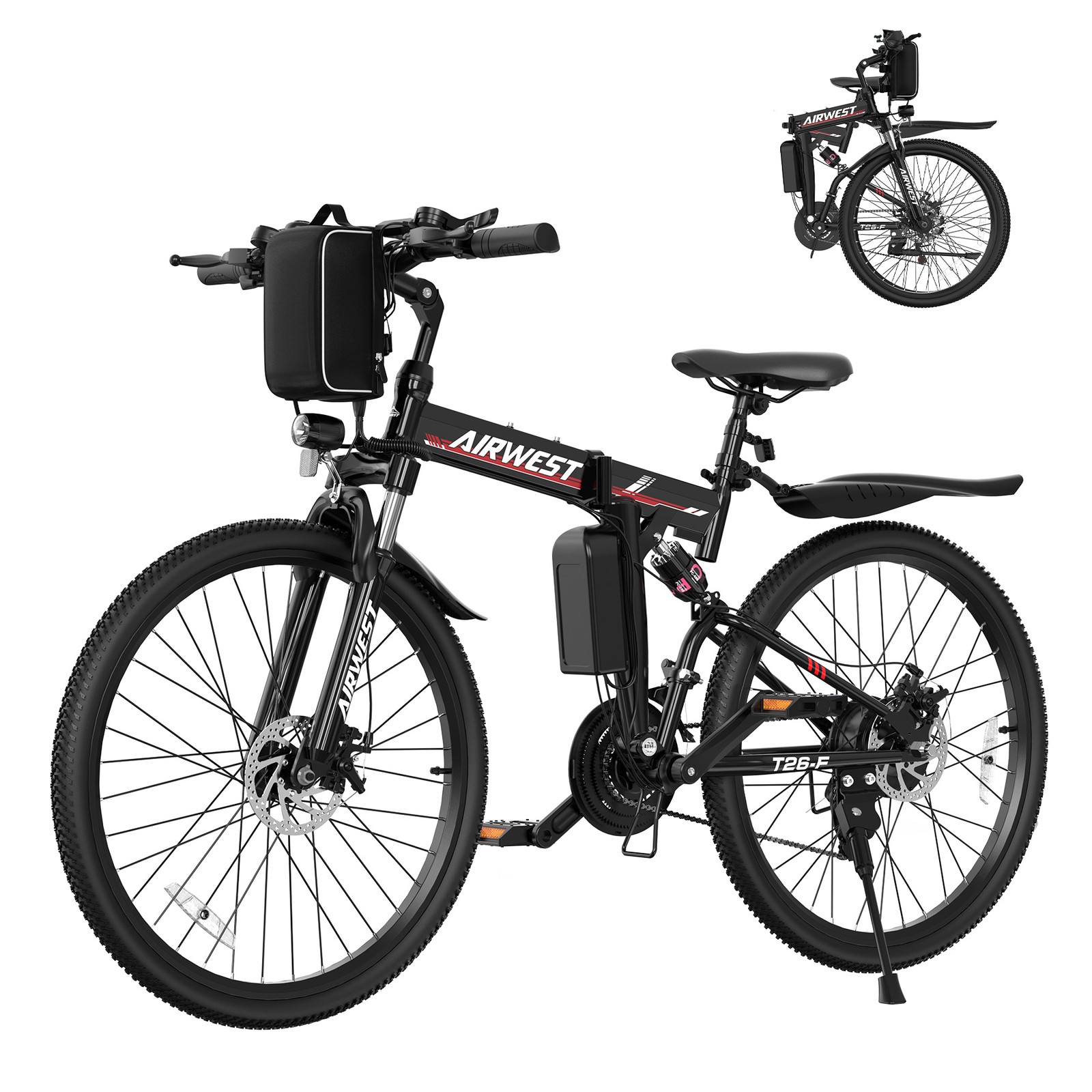 26 Inch AIRWEST Ebike PEAK 750W Folding Electric Bike Bicycle 48V UL2849 US 