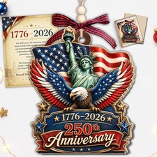 250th Anniversary Christmas Ornament, America Patriotic Christmas 3.94 inch Wood