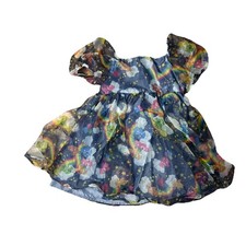 Care Bears Dress Girls Sz Medium 8 Layered And Flowy W/ Sheer Puffy Sleeves