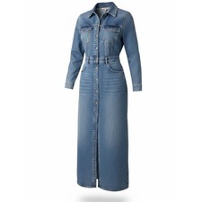 Madewell Long Button-Front Denim Shirt Dress - Light Blue