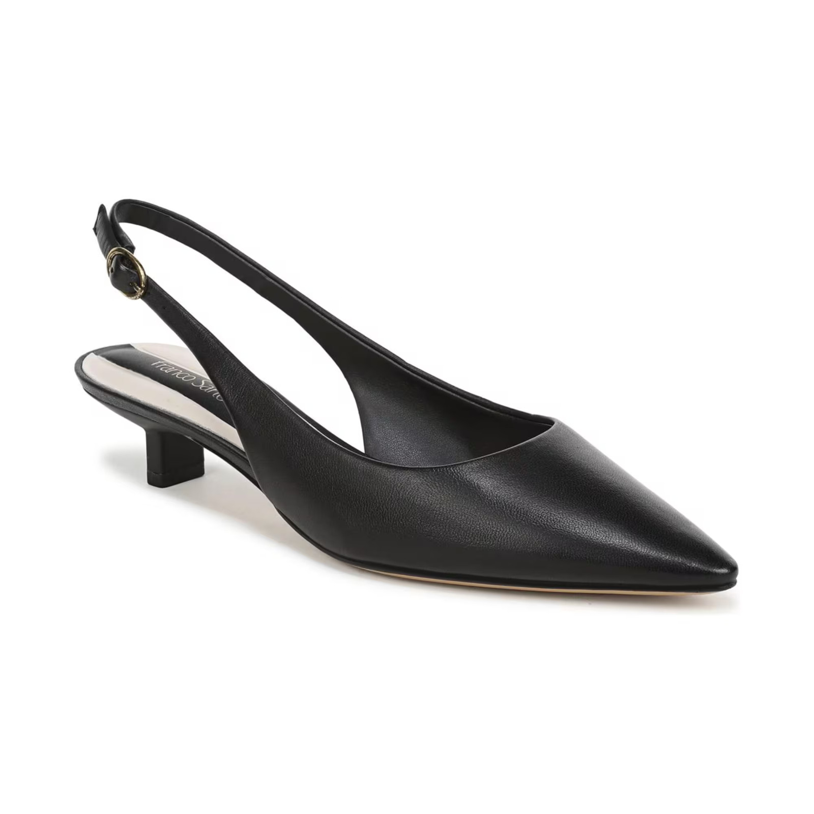 Women's Franco Sarto Pura Pointed Toe Slingback Pumps Black Leather