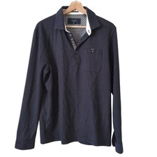 Ted Baker London Shirt Mens 5 XL Navy Blue Long Sleeve 1/4 Button Up Pullover
