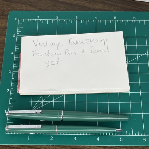 Vintage Eversharp Green BIG E fountain pen & mechanical pencil set Ever Sharp - Picture 13 of 15