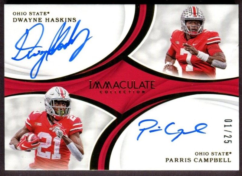 Dwayne Haskins and Parris Campbell -- Dual On Card Auto -- 2019 Immaculate /25