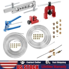 25 Ft 3/16 + 1/4 Complete Brake Line Tubing Kit and 30 Fitting and 4 Unions) NEW