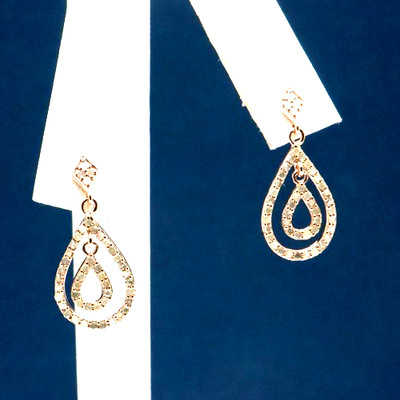 Echte 0,22ctw H-VS Diamant 14k Rotgold / 925 Sterling Silber Ohrringe