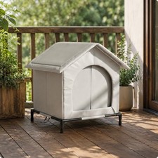 Enclosed Cat House with Gable Roof Weather-Resistant for Balcony, Outdoor Cats