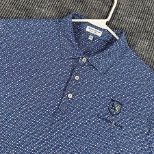 Peter Millar Summer Comfort Polo Shirt Mens XL Extra Large Blue Geometric Golf