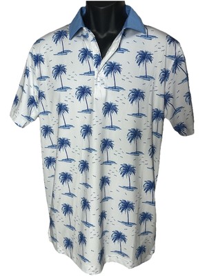 PUMA MATTR Mirage Golf Polo Men s Size Small UPF 40 Palm Trees