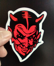 Small Hand Made Decal Sticker Red Devils Head Small Hand Made Decal Sticker Red Devils Head