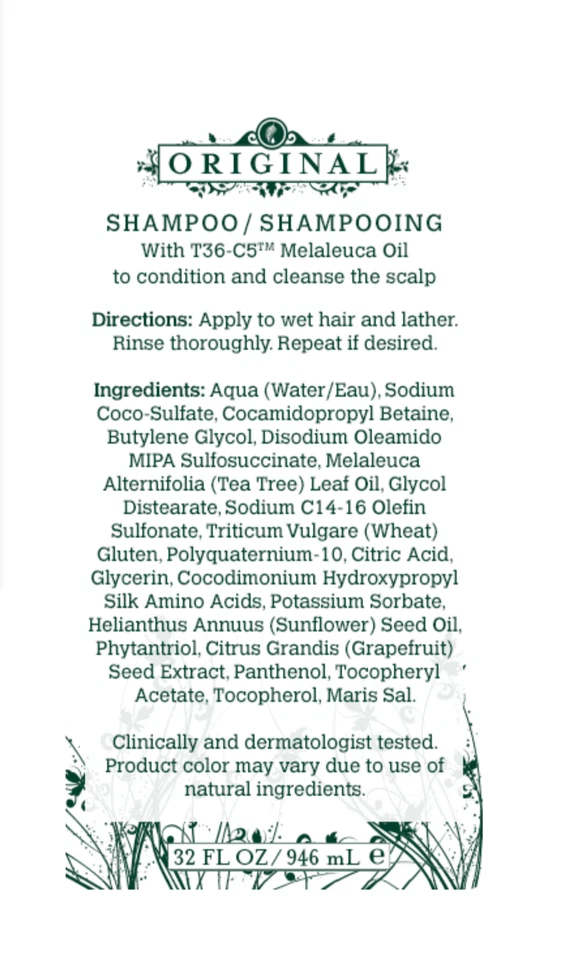 Champú Original Melaleuca 32 oz tamaño familiar con aceite T36-C5 para cuero cabelludo con bomba Foto 2 de 2
