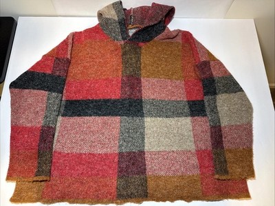 Natural Reflections Sweater Womens 2X Plaid Pullover Cozy Hooded