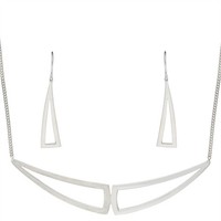 Silverly Sterling Silber Geometrische Dreieck Moderne Ohrringe Halskette Set