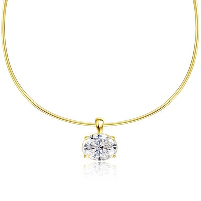 Halsband Halskette 3,0 kt Ovalschliff Laborgefertigt Diamant Testpass 18 K Gold