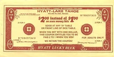 Hyatt Lake Tahoe Casino - Vintage Paper Coupon