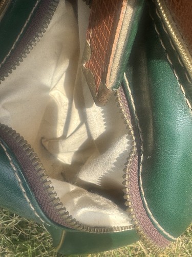 Vintage Hot-Z Leather Golf Cart Bag 6 Way Divider Green Brown USA - Picture 11 of 17