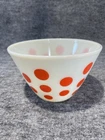 HTF Vintage Anchor Hocking Fire King MIlk Glass Red Polka Dot  Glass Bowl